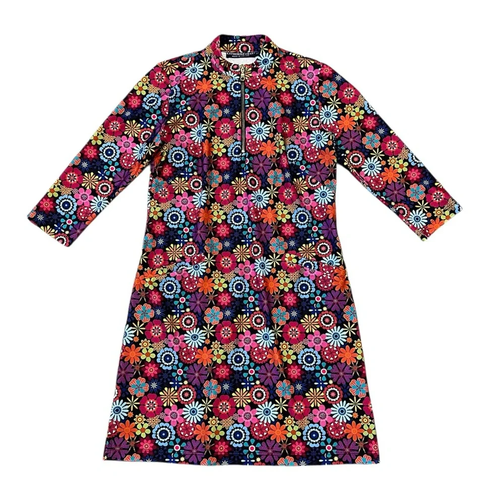KATHERINE’S WAY DORAL dress in bold blossoms shift dress NWOT size XS UPF 50+ - Picture 2 of 12